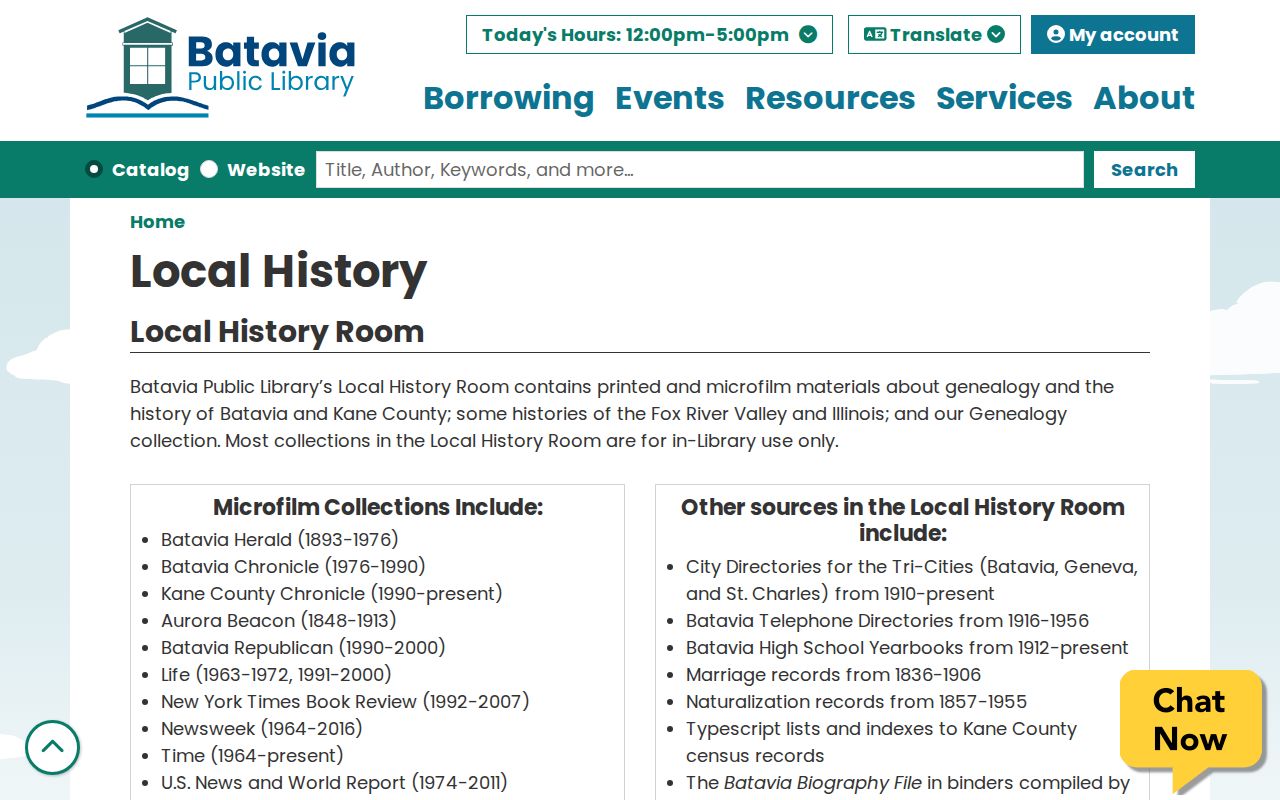 Batavia Public Library local history resources