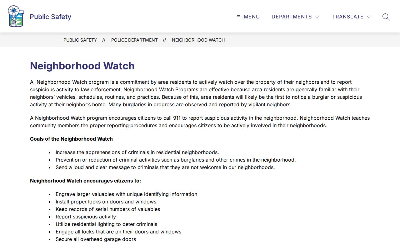 Batavia neighbors Neighborhood Watch civic resource