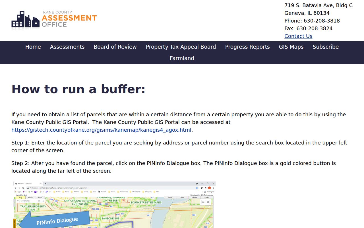 Batavia neighbors Kane parcel buffer instructions