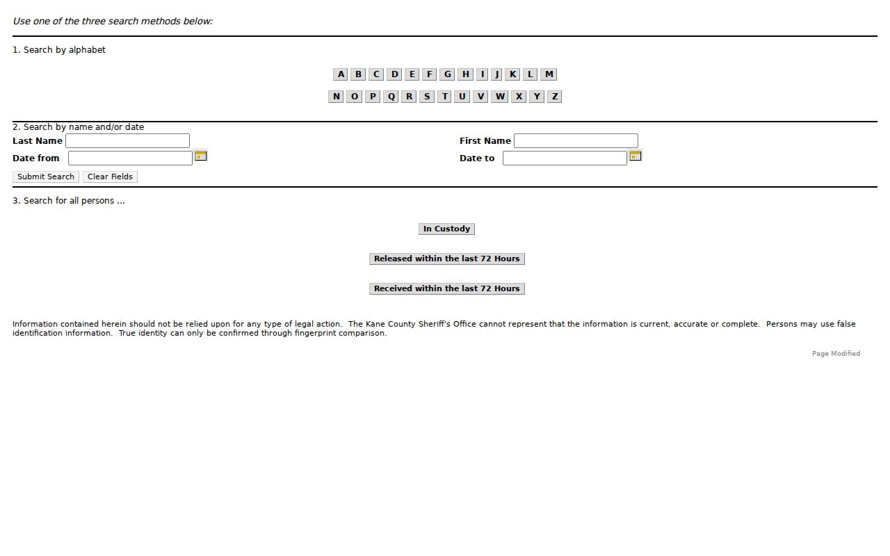 Batavia resident lookup at the Kane County detainee search